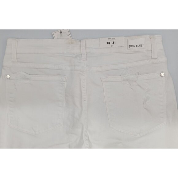 Judy Blue Women 13/31 Wht Mid-Rise Skinny Fit Wren Jeans Size Stretch Destroyed - Picture 7 of 11